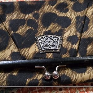 Brighton Leopard Print Clutch with Silver Detail